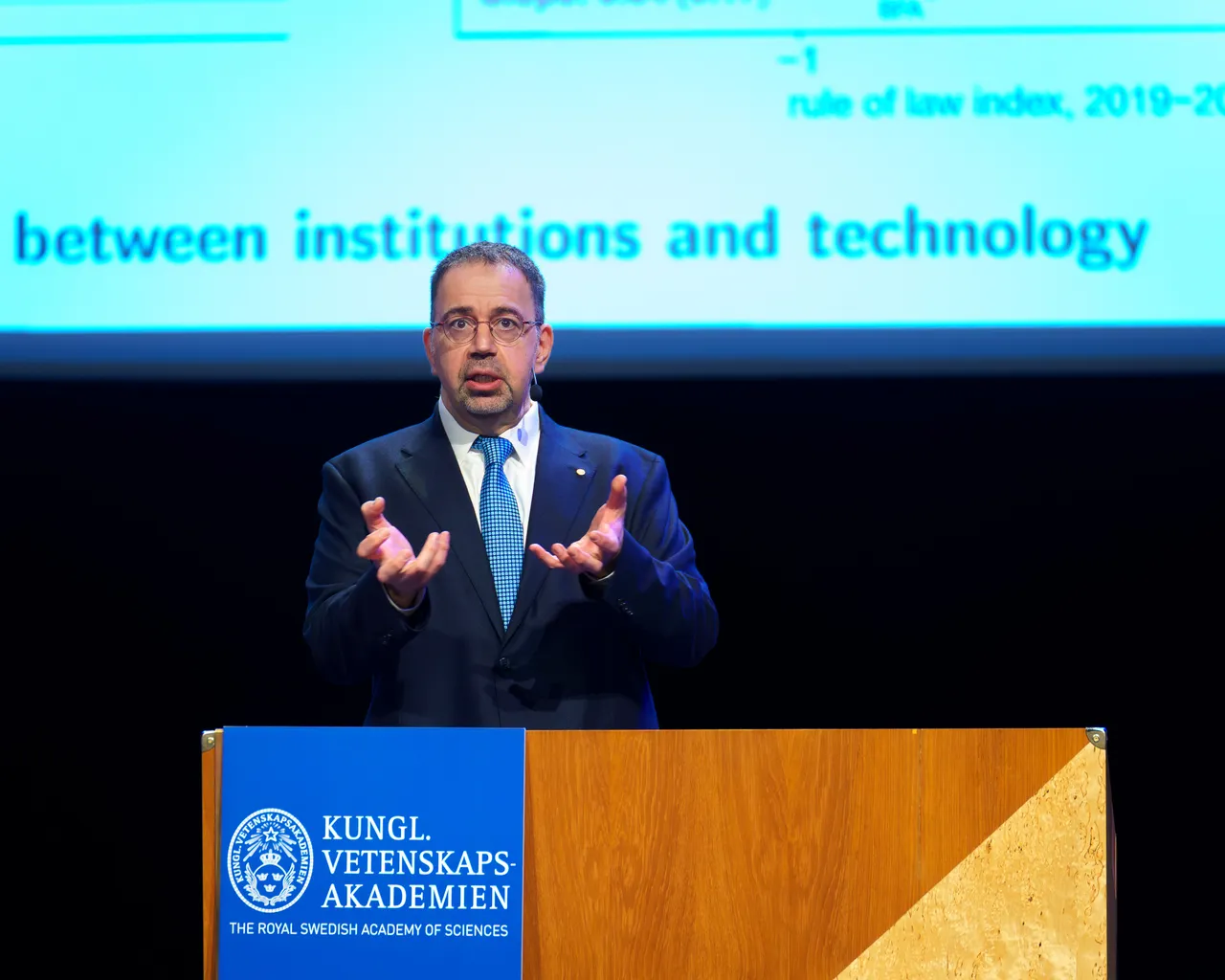 Daron Acemoglu at Nobel Lectures Stockholm in 2024